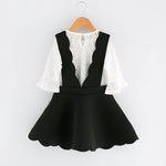 Black Tulle Dress with White Lace Top